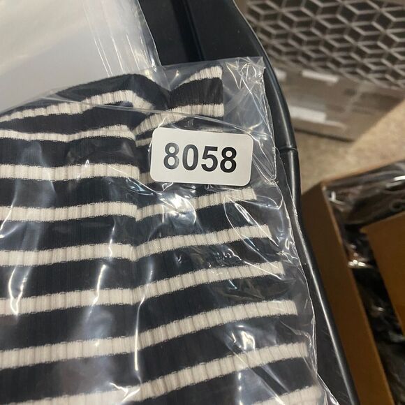 Apt.9 Sweater Pullover Women XL Black Striped 3/4 Sleeve Round Neck Cotton Knit - Picture 10 of 10